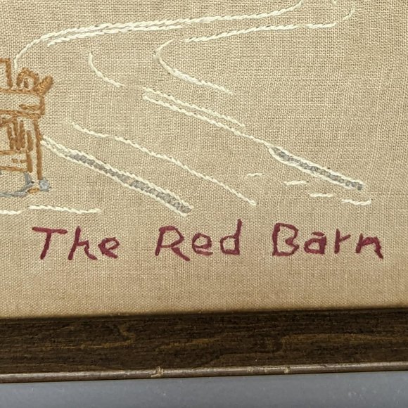 Vintage Hand Crafted Framed Cross Stitch The Red Barn - Picture 4 of 8